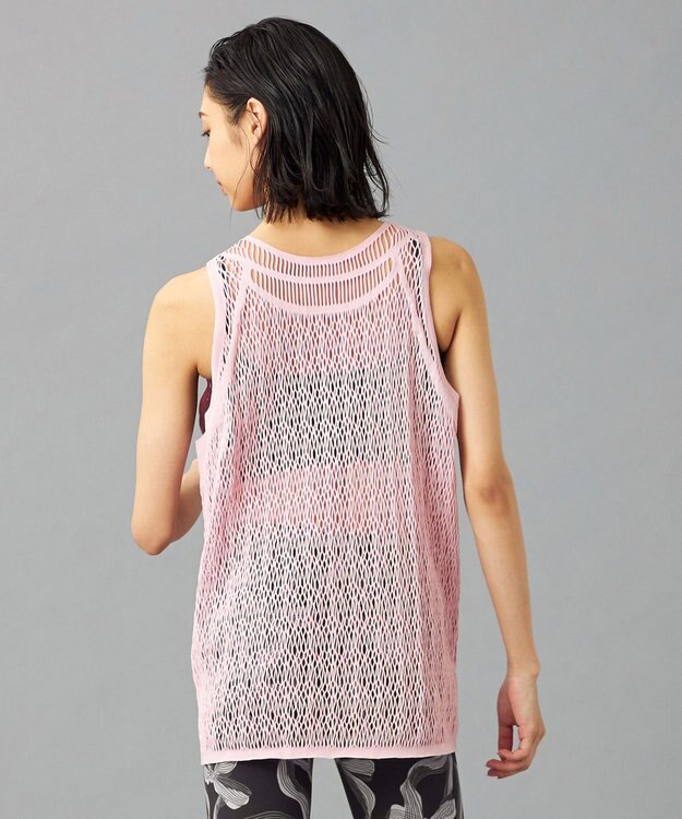 Chacott 【ノーソーイングニット】ランダムメッシュニットタンクトップ グレイッシュローズ