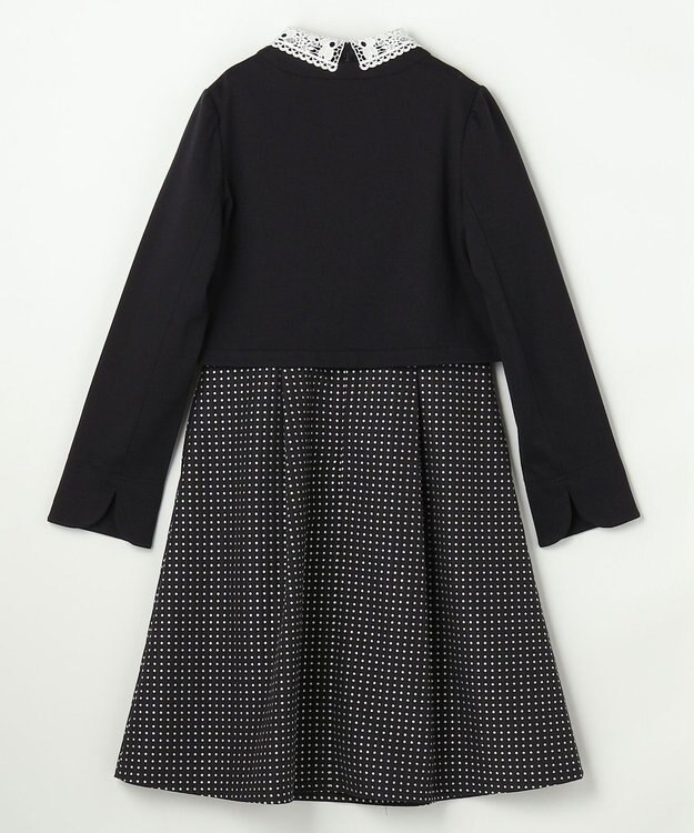 組曲 KIDS 【110-140㎝】 ドットジャガードワンピース＆ジャケットセット ネイビー