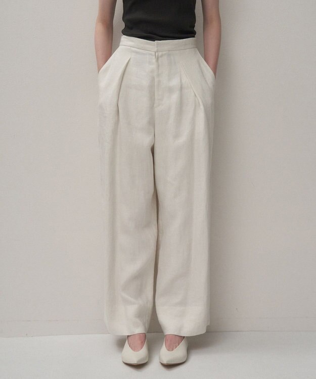 ATON LINEN TWILL | タックイージーパンツ WHITE
