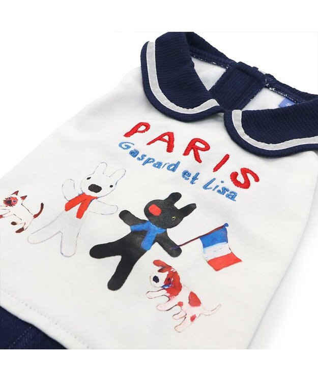 PET PARADISE リサとガスパール 丸襟 スカートつなぎ 小型犬 ホワイト