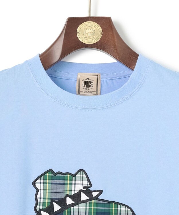 J.PRESS MEN 新色登場！【毎シーズン大好評】【UNISEX】ファブリックワッペン バックブルTシャツ サックスブルー系