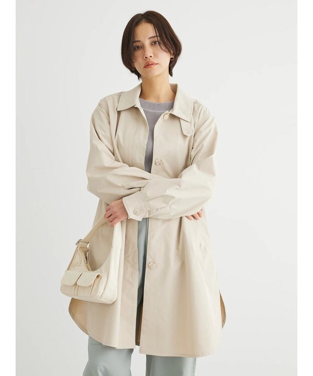 Green Parks 撥水加工　ケア楽ステンカラーミドル丈コート Light Beige