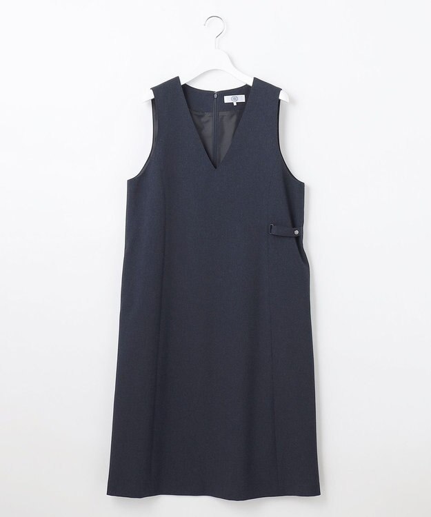 J.PRESS LADIES L 【洗える】LANATEC シャークスキン&ヘリンボーン ジャンパースカート ネイビー系