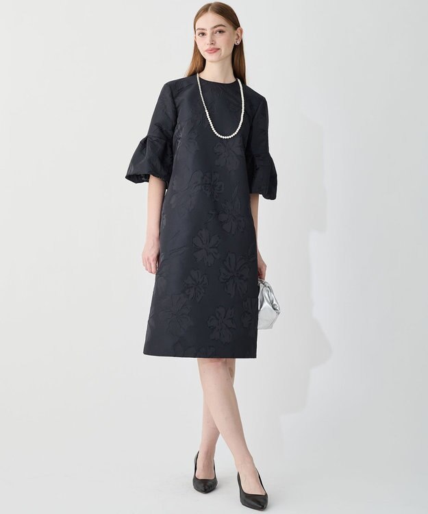 23区 L 【APPLAUDIR】マニフィークフラワージャカード ドレス ネイビー系