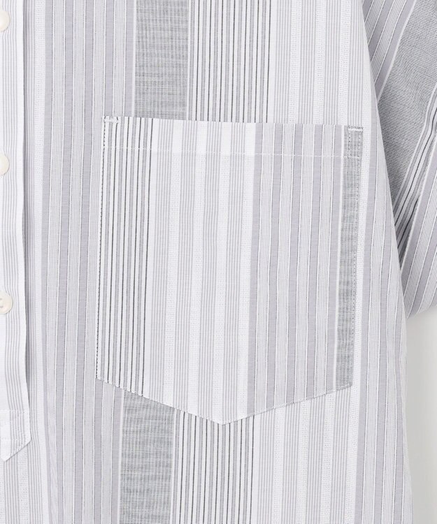 J.PRESS YORK STREET 【WOMEN】マルチストライプ シャツワンピース グレー系1