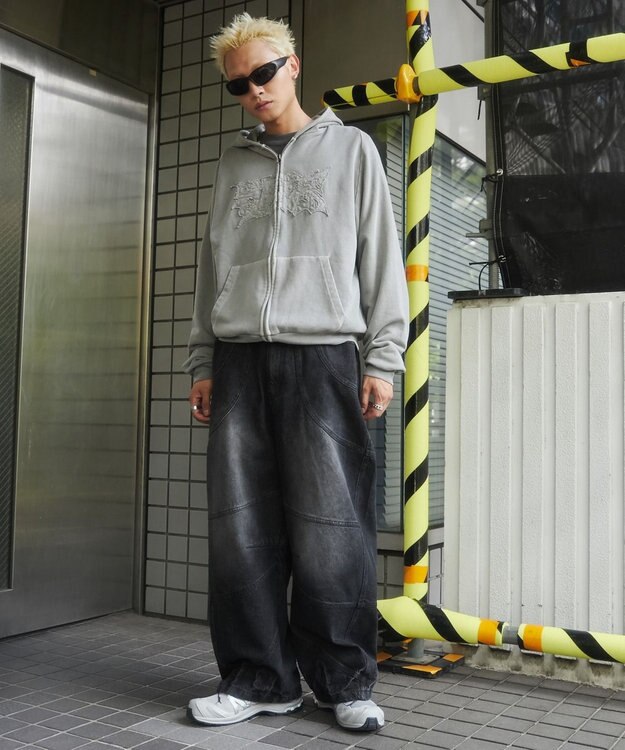 WEGO スーパービッグバレルレッグデニムパンツ ブラックその他