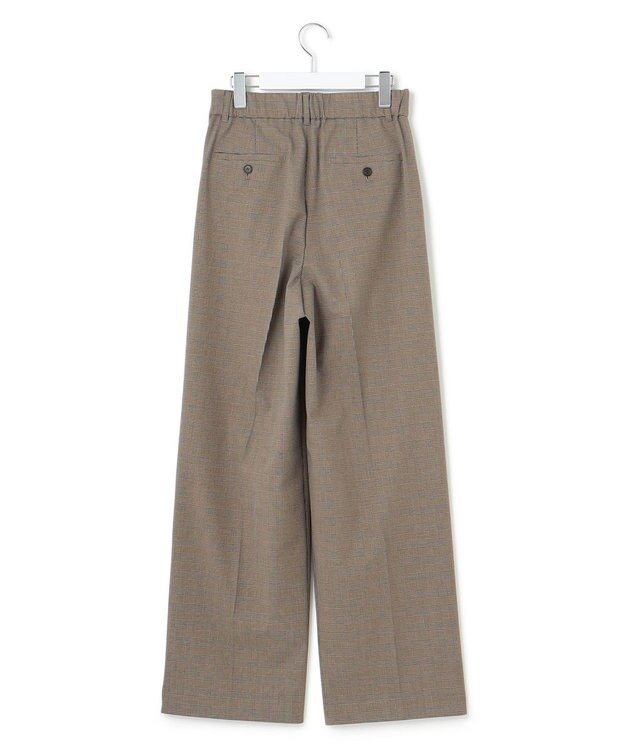 23区 S 【洗える】ドライ2WAYストレッチ チェック ワイドパンツ ダークブラウン系
