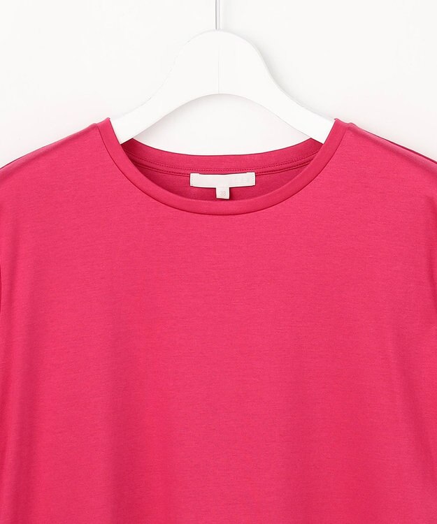 自由区 ナチュラルコットンハイゲージレースドッキング Tシャツ マゼンタ