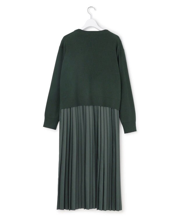 23区 L ニットセットアップ プリーツコンビ ワンピース ダークグリーン系