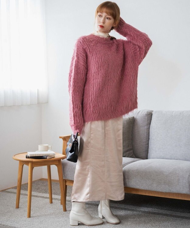 WEGO ブラッシュニットBIGプルオーバー ピンク