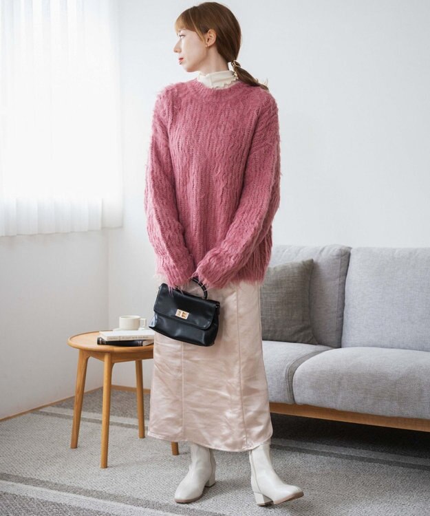 WEGO ブラッシュニットBIGプルオーバー ピンク