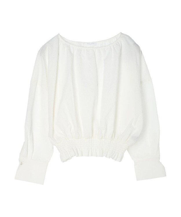 Green Parks 裾シャーリングブラウス Off White