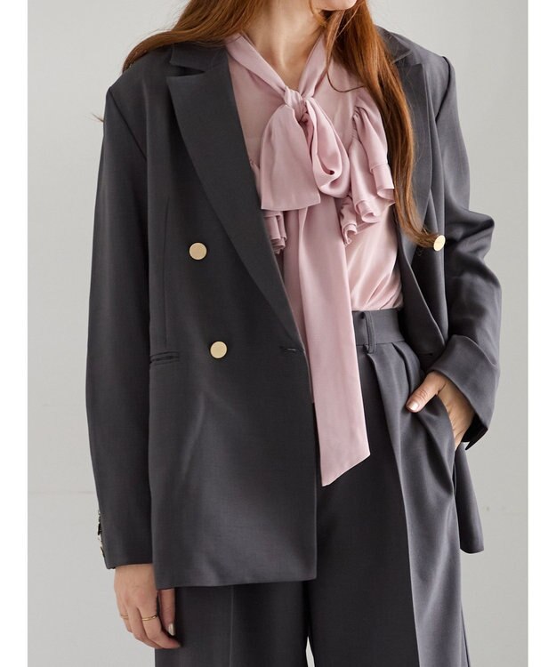 Te chichi ダブルブレストジャケット(セットアップ可)《2025Autumn catalog vol.2 item》 チャコールグレー