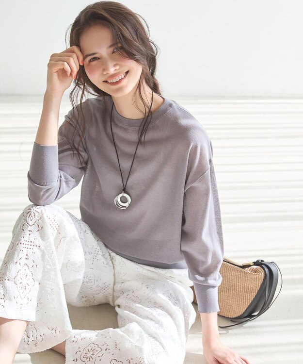 23区 【見上愛さん着用】ラッセルオーナメントレース ワイド パンツ ホワイト系