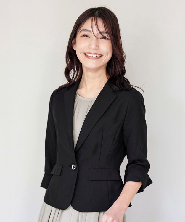 Tiaclasse 【吸水速乾・接触冷感・UVケア・防シワ・洗える】カチオンテーラードジャケット ブラック