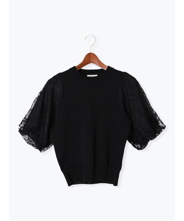 Te chichi レースバルーンスリーブニット ブラック