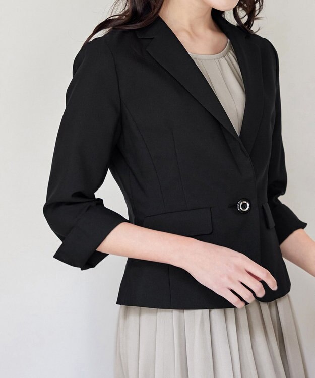 Tiaclasse 【吸水速乾・接触冷感・UVケア・防シワ・洗える】カチオンテーラードジャケット ブラック