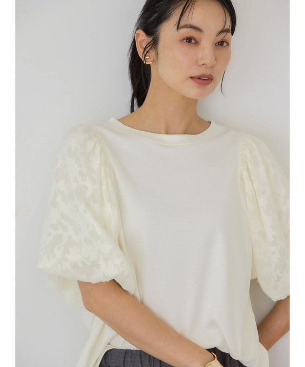 AMERICAN HOLIC ジャガードスリーブカットプルオーバー Ivory