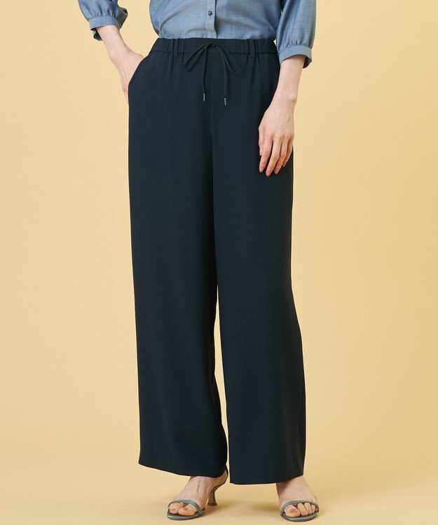 J.PRESS LADIES L 【セットアップ対応・人気素材】Light ジョーゼット イージー パンツ ネイビー系