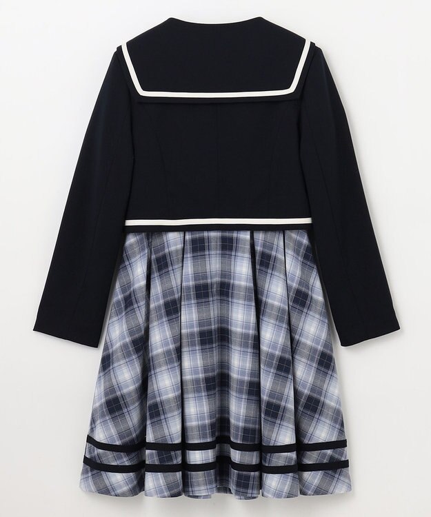 ANY KIDS ジャケット付き チェック ワンピース ネイビー
