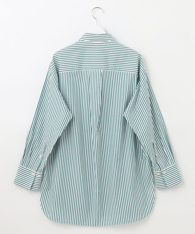 UNFILO 【洗える】イージーケア オーバーシャツ グリーン×ホワイト