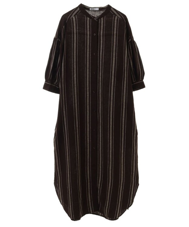 CRAFT STANDARD BOUTIQUE リネンレーヨンストライプワンピース Stripe Brown