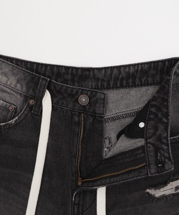 WEGO 【SMサイズ展開】ヴィンテージウォッシュダメージバギーハーフパンツ ブラック