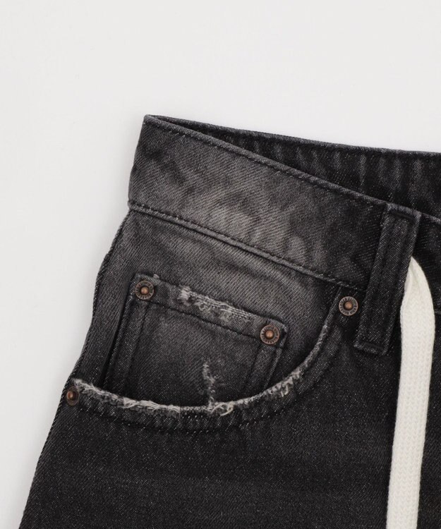 WEGO 【SMサイズ展開】ヴィンテージウォッシュダメージバギーハーフパンツ ブラック