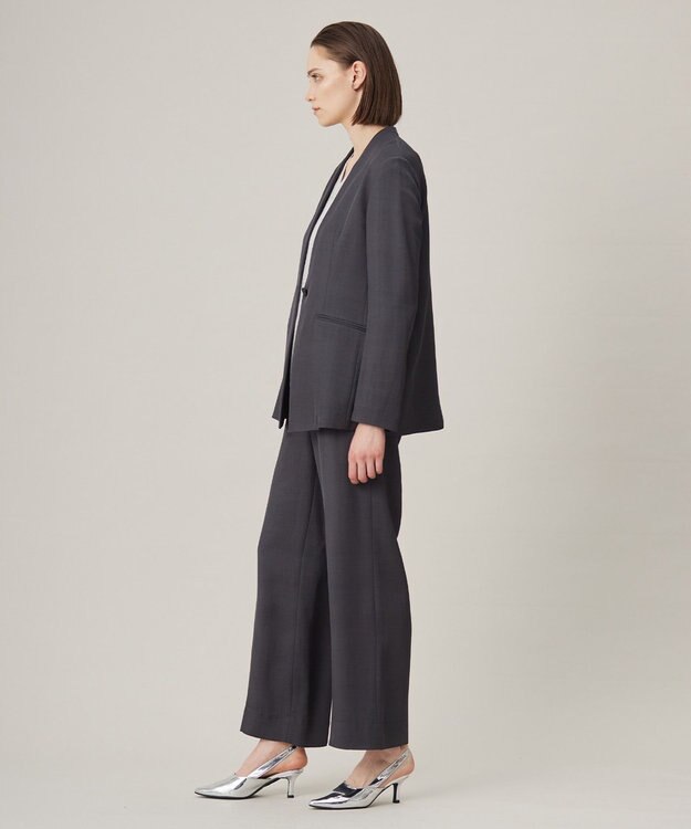 ICB L Vi/Ly/Liツイル  ノーカラージャケット チャコール系