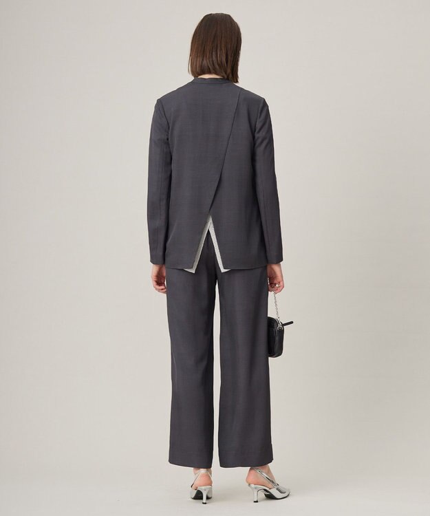 ICB L Vi/Ly/Liツイル  ノーカラージャケット チャコール系