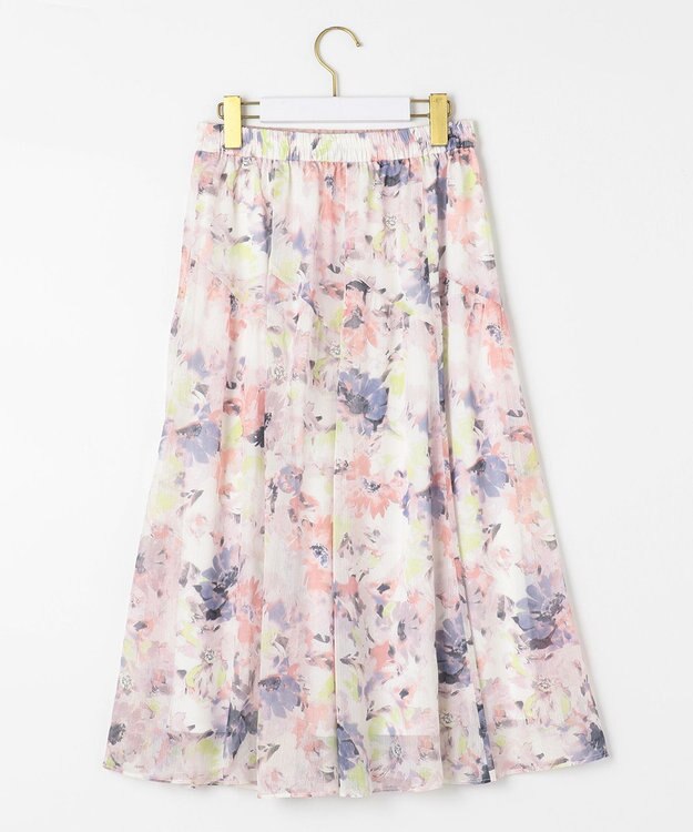 ANY SIS 【洗える】アクアフローラル スカート ピンク系