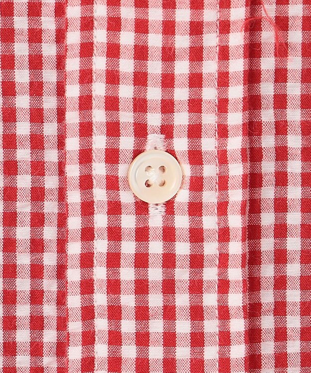 J.PRESS MEN オーガニックコットンサッカーギンガムチェックシャツ レッド系3