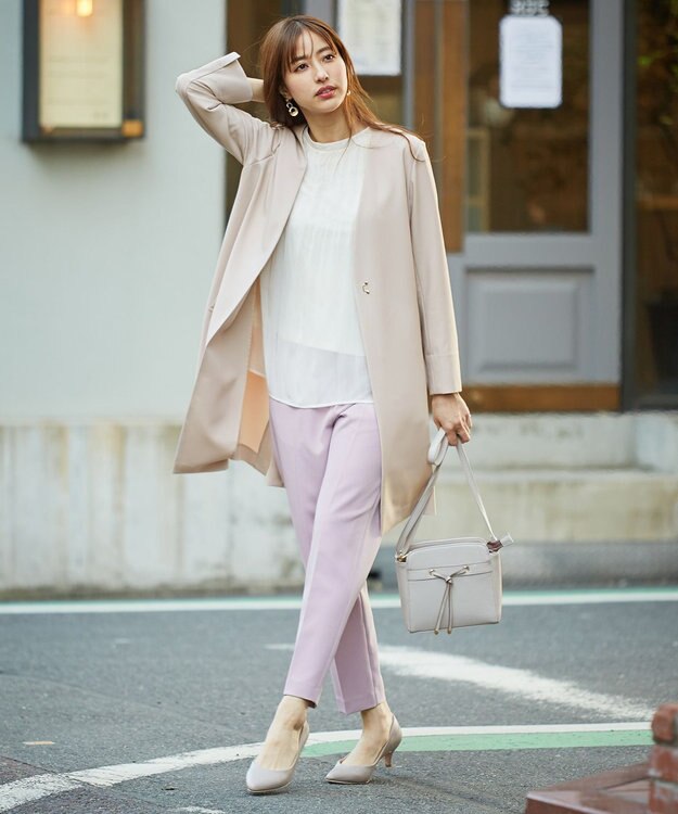 ANY SIS ハイウエストテーパード パンツ ライラック系