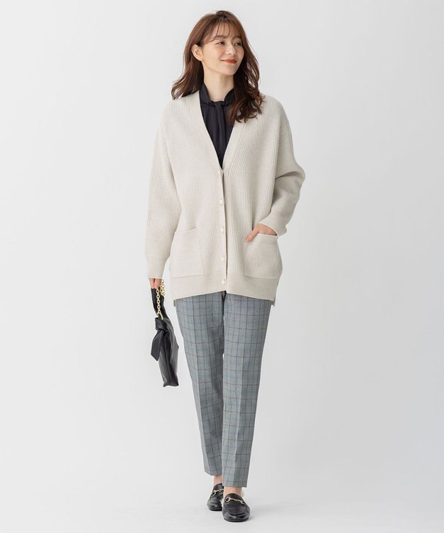 自由区 【裏起毛/撥水加工】TRギャバ グレンチェック テーパードパンツ グレー系4