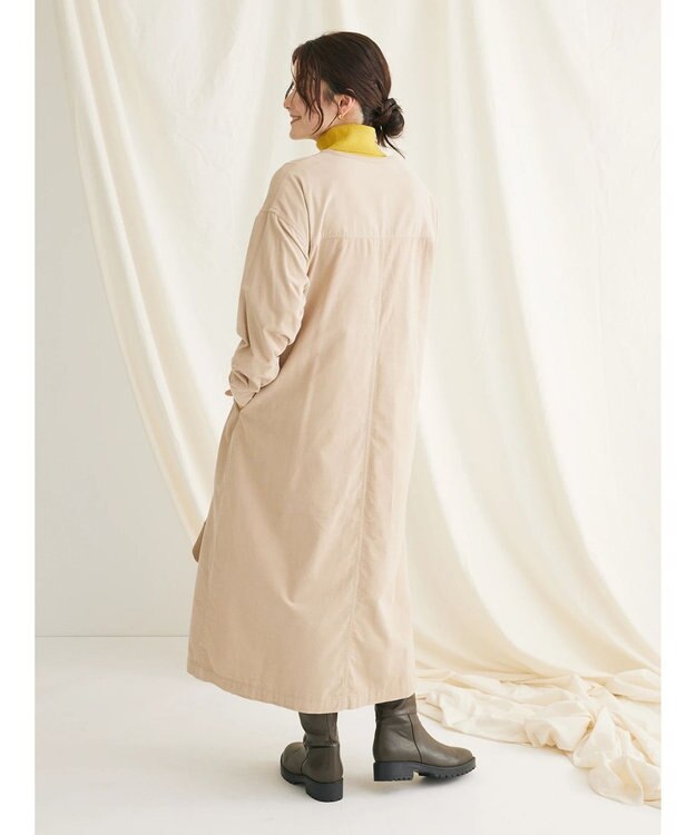CRAFT STANDARD BOUTIQUE コーデュロイパールドット釦ワンピース Beige