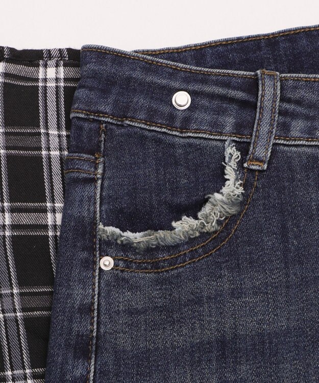 WEGO フェイクスリーブフレアデニム デニム中濃色