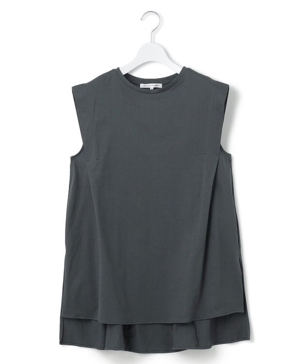 23区 L 【洗える】コンパクトヤーン フレアデザイン ノースリーブ カットソー グレー系