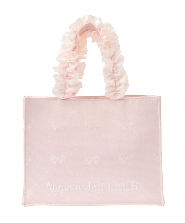 Maison de FLEUR EC限定リボン柄ジャカードスクエアトートS Pink