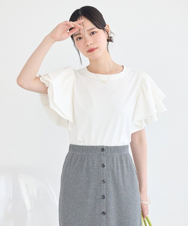 earth music&ecology フリルスリーブプルオーバー Off White