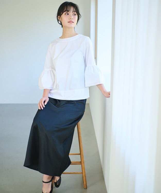 #Newans 【ANSWER for Co-Creation】ベルスリーブシンプルブラウス ホワイト系