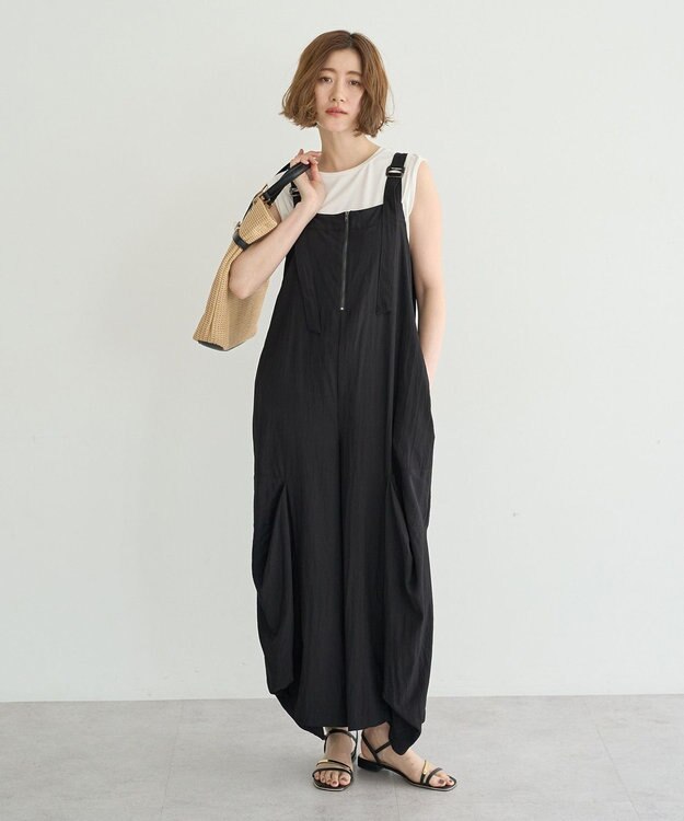 YECCA VECCA 【UVカット/接触冷感/遮熱】COOLコクーンサロペット Black