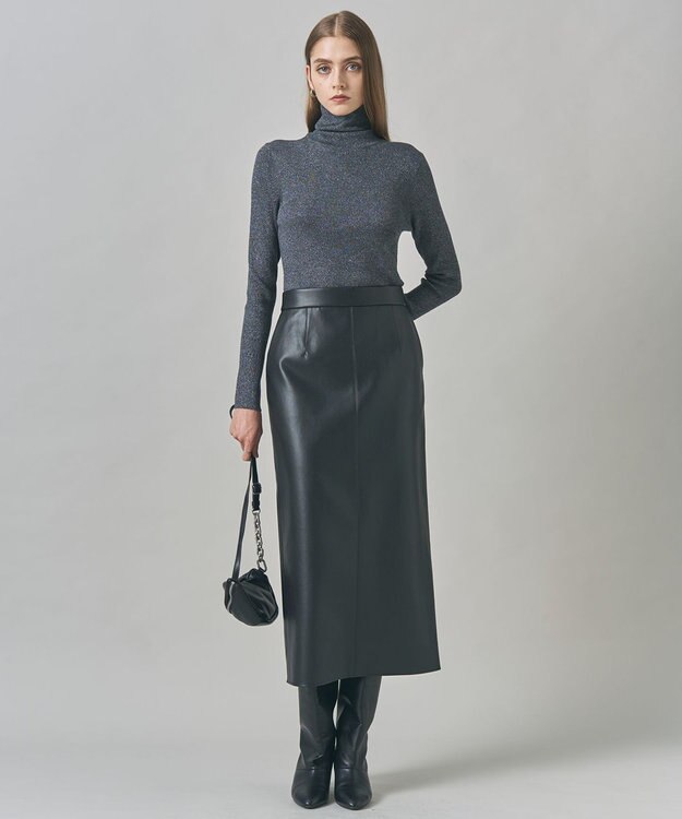 ICB L 【新色追加】エクストラファインメリノリブ タートルネックプルオーバー グレーラメ系