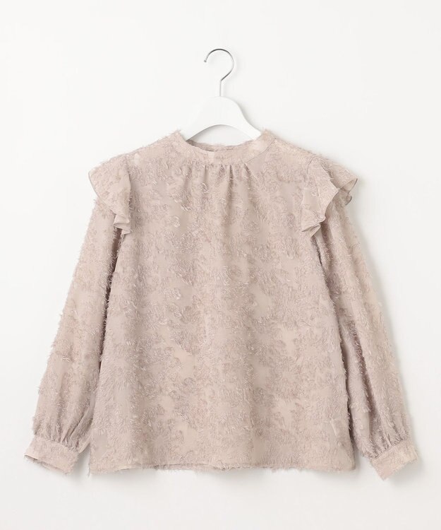 Feroux 【洗える】ジャガードブラウス ベージュ系