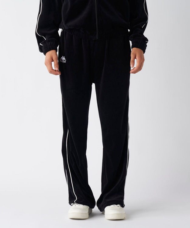 OP／FILA 【Kappa】ワイド ベロアトラックパンツ ブラック