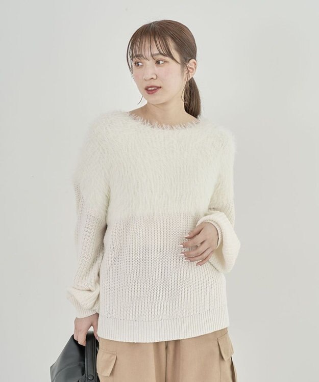 Green Parks ・Ｐｅｔｉｔ　Ｆｌｅｕｒ　シャギーキリカエニット Off White