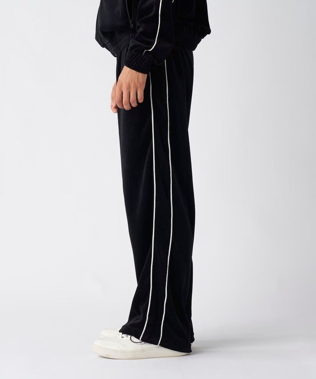 OP／FILA 【Kappa】ワイド ベロアトラックパンツ ブラック