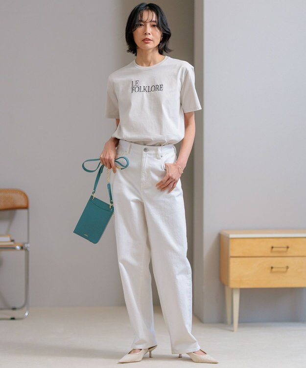 23区 L FOLKLORE ロゴTシャツ ベージュ系