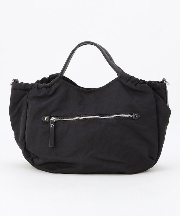 LA BAGAGERIE 【MONICA】サイドギャザー2WAYトートバッグ Mサイズ ブラック