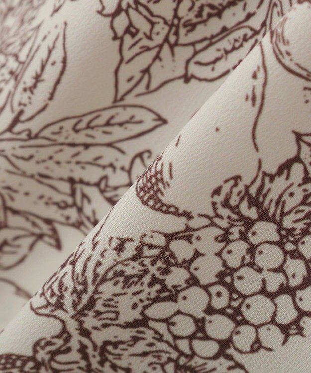 YECCA VECCA ラインフルーツ柄ラッフルブラウス Beige