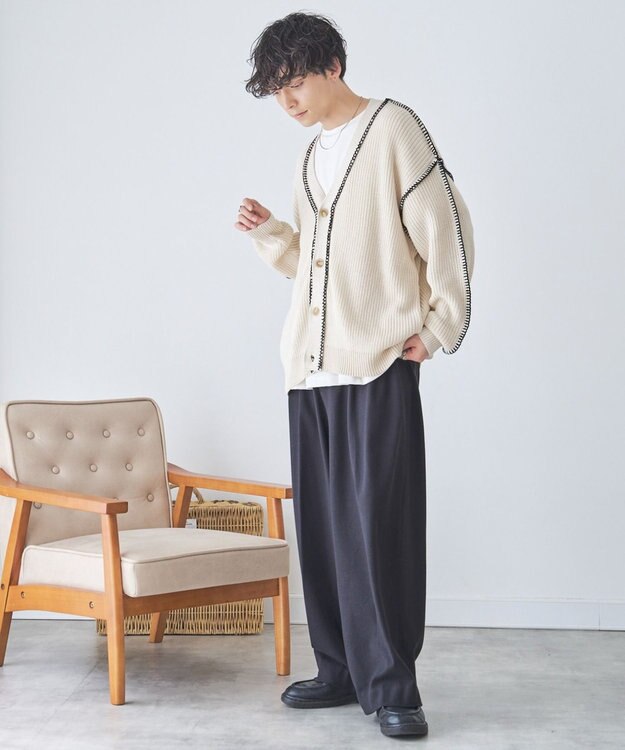 WEGO ハンドステッチカーディガン ホワイト